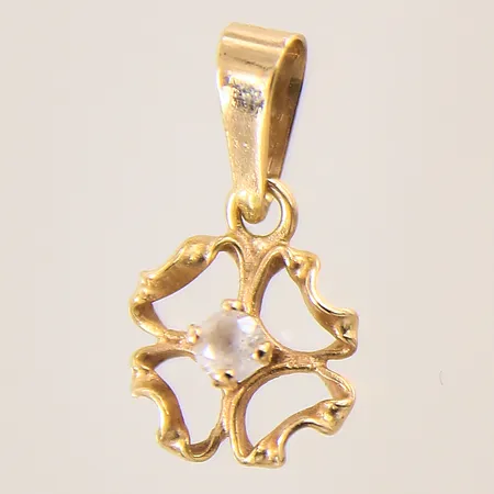 Hänge med vit sten, 15x8mm, 18K  Vikt: 0,6 g