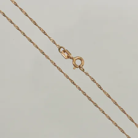 Kedja Singapore, längd 45cm, bredd 1,2mm, knut på kedjan, 18K  Vikt: 1,4 g