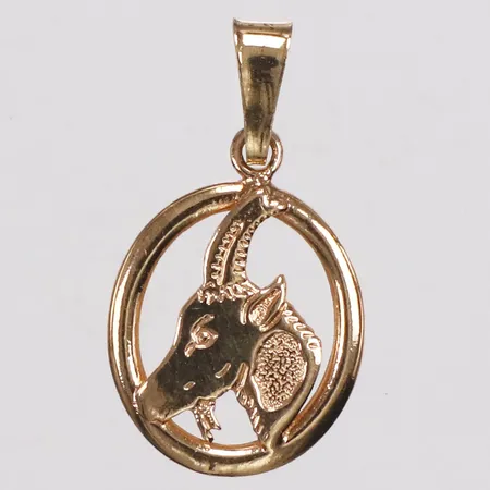 Hänge, stenbock, 23mm, Guldfynd, 18K  Vikt: 1 g