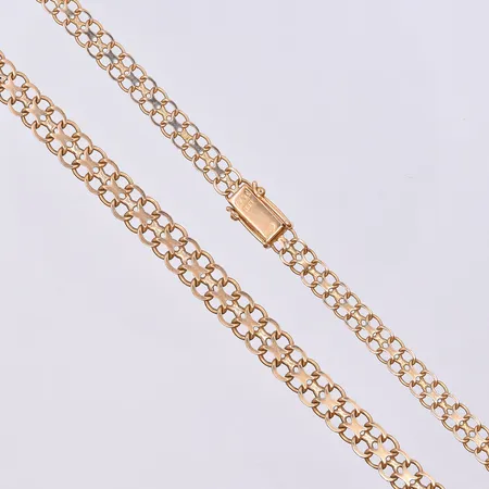 Collier X-länk, doserad, bredd 5-7 mm, längd 44 cm, 18K. Vikt: 18,2 g