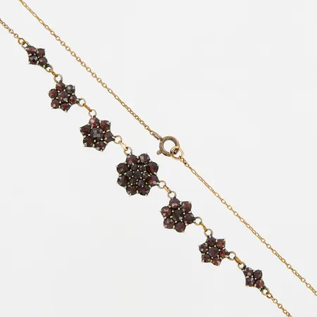 Collier med granater, 45,5cm, bredd 1-13mm, metall