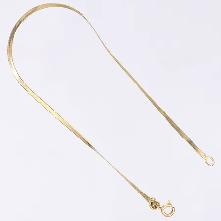 Armband pansarlänk, platt, längd 18cm, bredd 2mm, lätt bucklig, 14K Vikt: 0,7 g