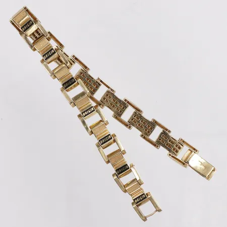 Armband, svart emalj, text, 20cm, bredd 9,4mm, 14K  Vikt: 16,8 g