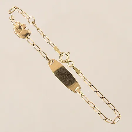 Barnarmband med integrerad berlock samt platta, ställbar längd 13/15cm, bredd 2-6mm, 18K Vikt: 3 g
