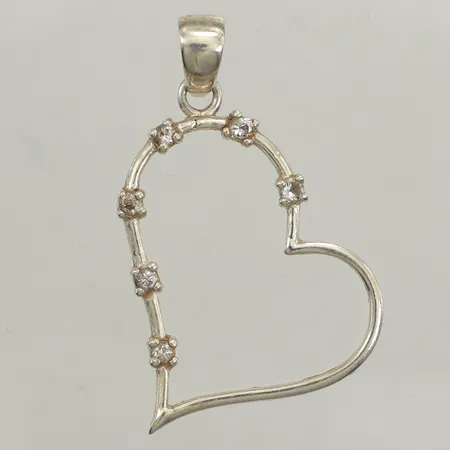 Hänge hjärta, vita stenar, längd 40mm, bredd 25mm, silver Vikt: 4,6 g