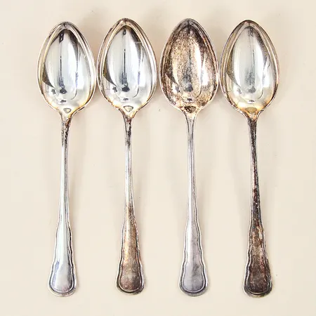 Kaffeskedar, fyra stycken, längd 12cm, silver 830/1000 Vikt: 60,9 g