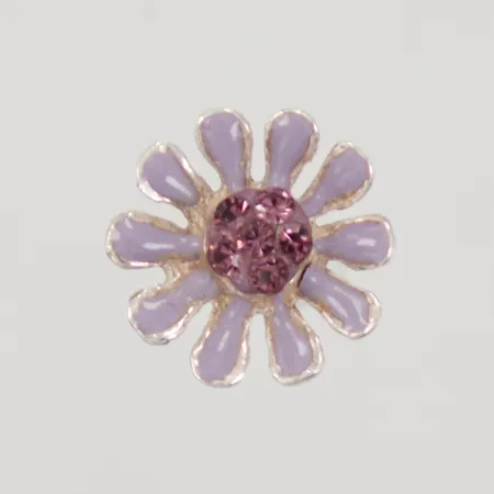 Udda örhänge med lila stenar, lila emalj, Ø8,7mm, stift, stopp saknas, otydlig stämpel, silver,  Vikt: 0,4 g
