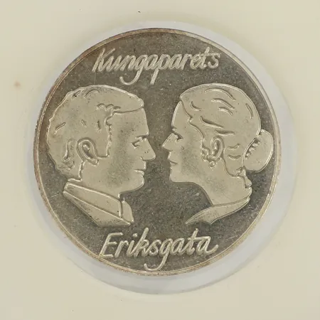 Mynt, Norbottens län 26-29 Aug. 1980, Kungaparets Eriksgata, Ø27mm, 925/1000 silver Vikt: 9,9 g