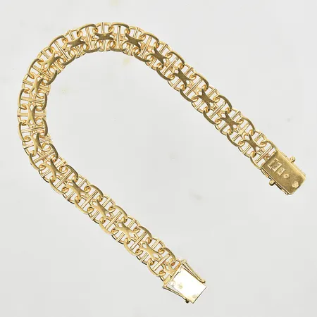 Armband X-länk med stav, längd 19 cm, bredd 10 mm, 18K. Vikt: 20,3 g