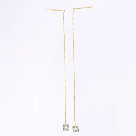 Ett par örhängen med emaljdekor, höjd 11,5cm, 18K Vikt: 1,7 g