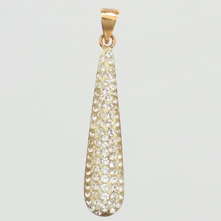 Hänge vita stenar, längd 30mm, bredd 5,3mm, 18K  Vikt: 0,5 g