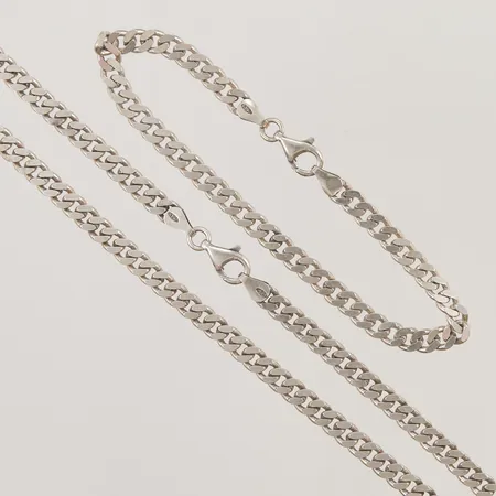 Kedja, 45cm, Armband, 21cm, bredd: 5,5mm, Silver S925/1000, 39,6g.