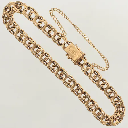 Armband Bismarck, längd 19cm, bredd 6,5mm, lagad säkerhetskedja, 18K  Vikt: 15,3 g