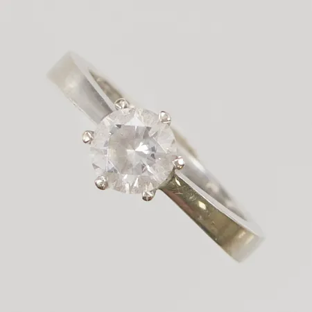 Ring, vit sten, Ø16, bredd: 3mm, vitguld, 18K, 4,4g.