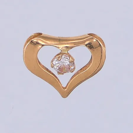 Hänge, hjärta, vit sten, 9mm, 18K Vikt: 0,4 g