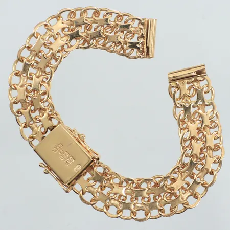 Klocklänk, X-länk, längd 15cm, bredd 10,6mm, 18K Vikt: 16,2 g