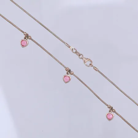 Collier, rosa stenar, 36,5cm, 925/1000 silver. OBS kort längd! Vikt: 6,4 g