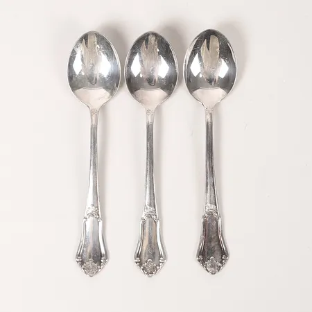 Tre kaffeskedar, modell Eva, längd ca 11,1, 830/1000 silver  Vikt: 35,4 g