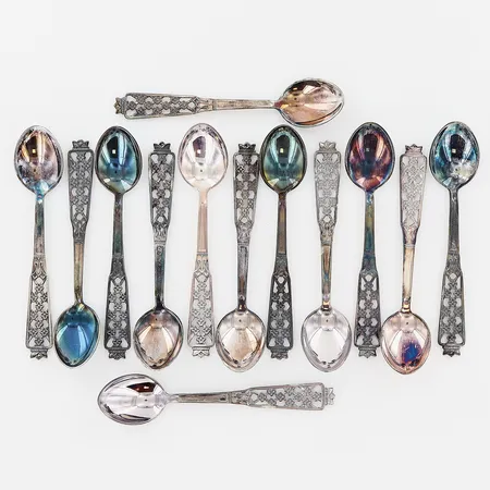 12 kaffeskedar Princess, 105mm, Ceson, silver 830/1000  Vikt: 131,3 g