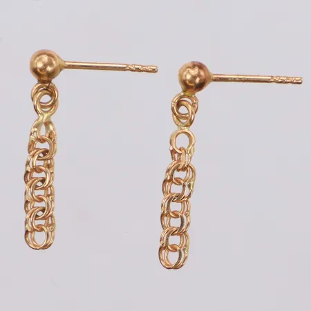 Ett par örhängen, längd 20,3mm, bredd 3,1mm, saknar snurrebussar, 18K Vikt: 0 g