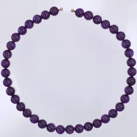 Collier med runda ametister Ø10mm, 39,5cm, silverdobbar, passar till Ole Lynggaardlås Vikt: 0 g