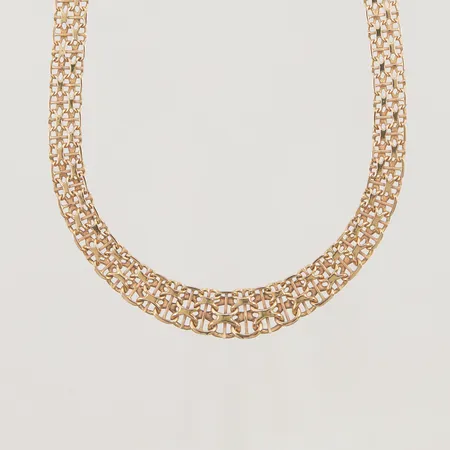 Kedja, doserad X-länk med stav, 45,5cm, bredd 7mm-10,5mm, 18K, 26,2g.