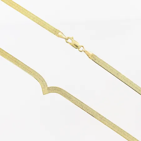 Collier, manglad länk, 43cm, bredd 4mm, 18K Vikt: 11,6 g
