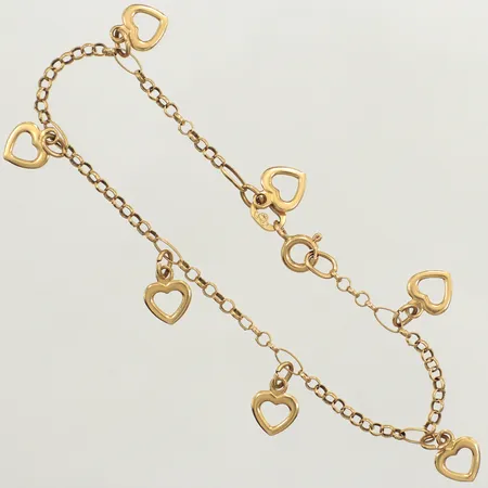 Armband Ärtlänk med integrerade hjärtan, längd 18cm, bredd 2,3mm, 18K  Vikt: 5,1 g