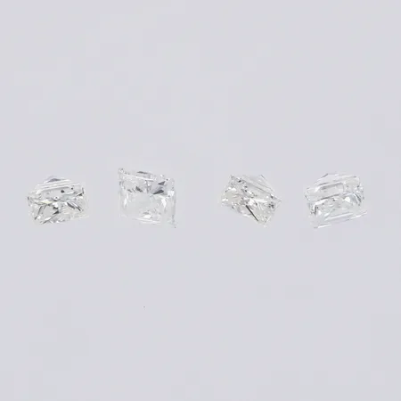 Lösa diamanter prinsesslipade diamanter, ca 4x0,08ct, W-TCa/VS-Si, nagg på gördel Vikt: 0 g