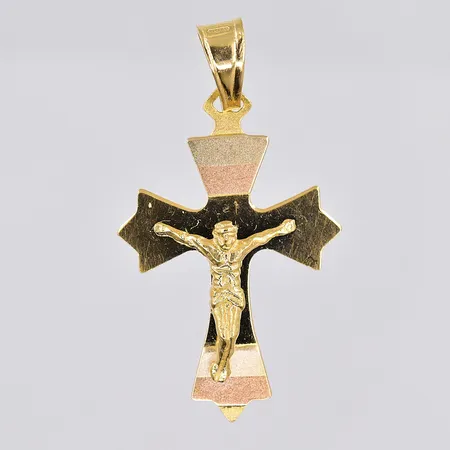 Hänge, krucifix, stl 35x19mm, rödguldsdetaljer, 18K Vikt: 2,9 g