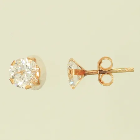 Ett par örhängen med vita stenar, Ø5mm, 18K, bruttovikt, 0,6g