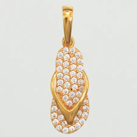 Hänge Flip-flop, längd 30mm inkl ögla, bredd 8,4mm, 21K  Vikt: 2,2 g