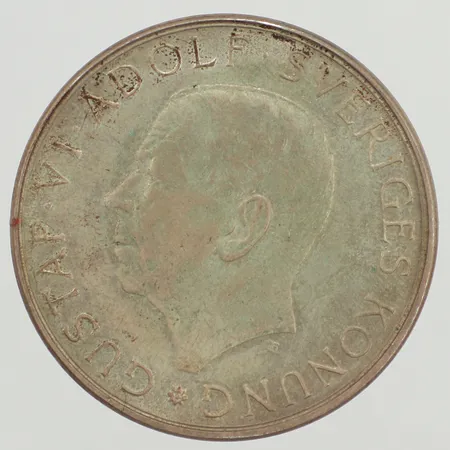 Mynt Gustaf V Adolf Sveriges konung - Plikten framför allt 1882 11 XI 1972, 10kr, Ø32mm, 830/1000 silver Vikt: 18 g