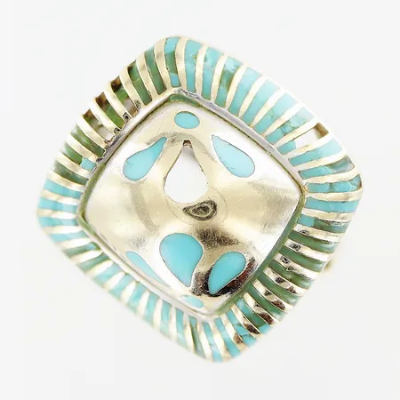 Ring, emalj, stl 18¾, emalj, defekter, vitguld, 18K Vikt: 7,3 g