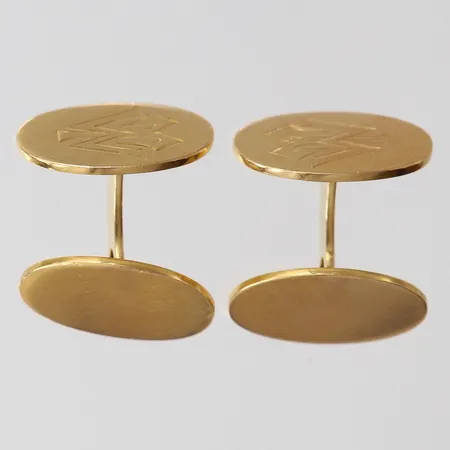 Ett par manschettknappar, monogram, ca 11x18mm, Guldvaruaktiebolaget G. Dahlgren & Co Ab, år 1917, 18K Vikt: 11,8 g