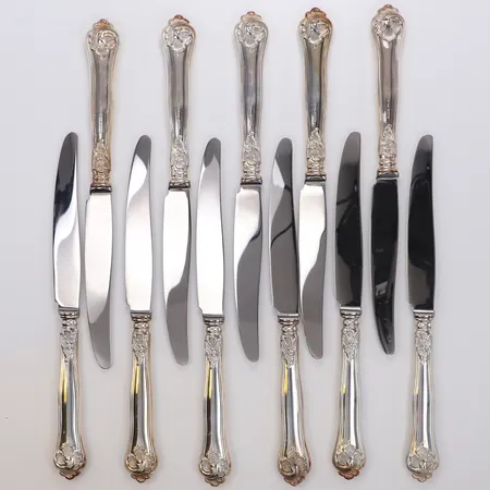 11 knivar med rostfria blad, längd 19cm, modell Sachsisk, Cohr, 830/1000 silver Vikt: 554 g
