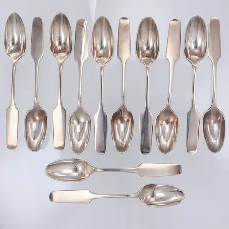 12 Kaffeskedar, signerade Claës Giertta, 11,3cm, Mema år 1971, 830/1000 silver Vikt: 183,7 g