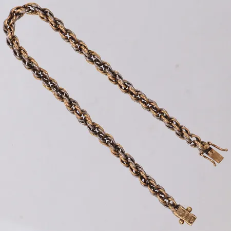 Armband Cordell, längd 19,5cm, bredd 4,7mm, Sipsas Guldsmedja Hb Nicolaos, Stockholm, år 1986, rödguld/ vitguld18K Vikt: 17,5 g
