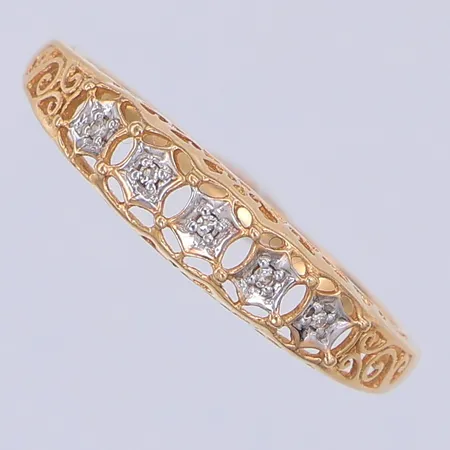 Ring, diamanter 5 x ca 0,001ct, stl 18¾, 18K Vikt: 1,4 g