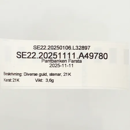 Diverse guld, stenar, 21K Vikt: 3,6 g