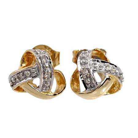 Örhängen Knutar, 18K guld, Diamanter 8 x 0,003ct, Guldfynd (GHA), storlek 8x8 mm, en plopp i 8K guld, fint skick Vikt: 1,6 g