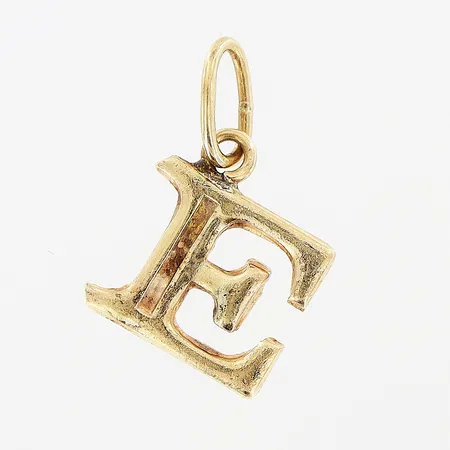 Hänge, bokstaven E, 9x15mm, 14K Vikt: 0,6 g