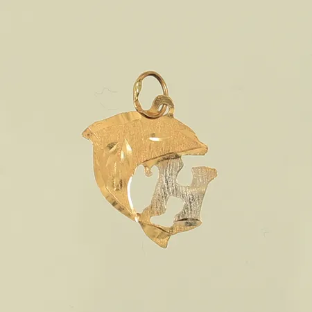 Hänge, tvåfärgat, längd 22mm inkl ögla, bredd 12mm, 18K, 0,4g Vikt: 0,4 g