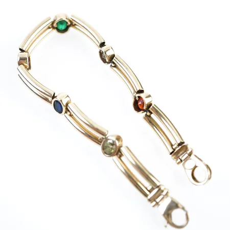 Armband m färgade stenar, 19cm, bredd 8mm, 14k Vikt: 18 g