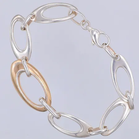 Armband, bleknad gulddoublé i mitten, 21cm, bredd 7-16mm, 925/1000 silver Vikt: 21,6 g