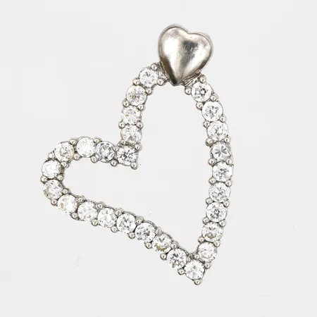 Hänge med vita stenar, höjd 40mm, bredd 30mm, silver Vikt: 6 g