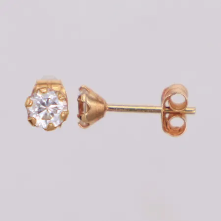 Ett par örhängen med vita stenar, Ø4,4mm, 18K Vikt: 0,6 g