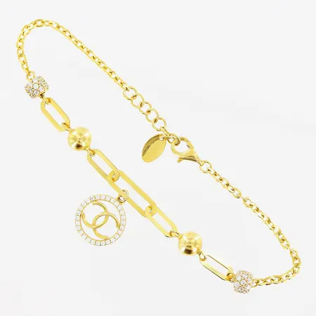 Armband, vita stenar, 18-19,5cm, bredd 2-18mm, OBS! ej märkesdesign, 21K Vikt: 6,2 g