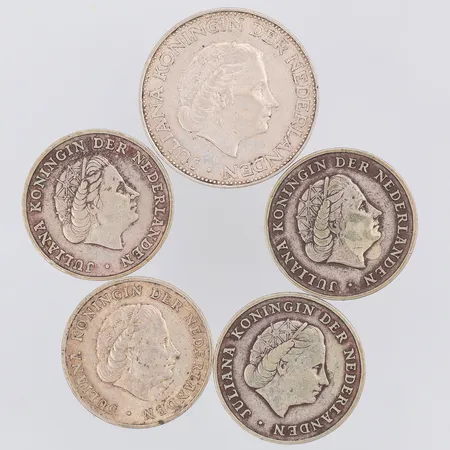 5 Mynt Nederländerna, 720/1000 silver Vikt: 54,5 g