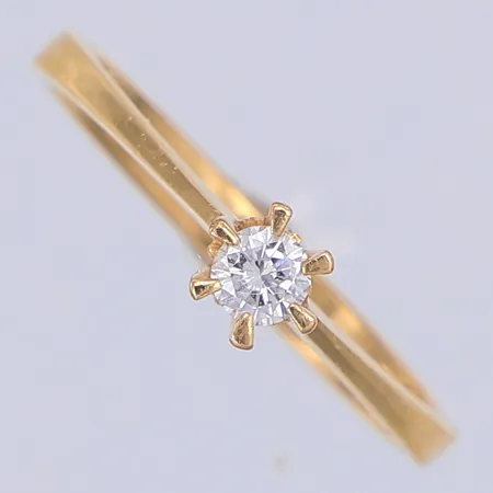 Ring, diamant ca 0,15ct, stjärnring, stl 18, 18K Vikt: 2,6 g